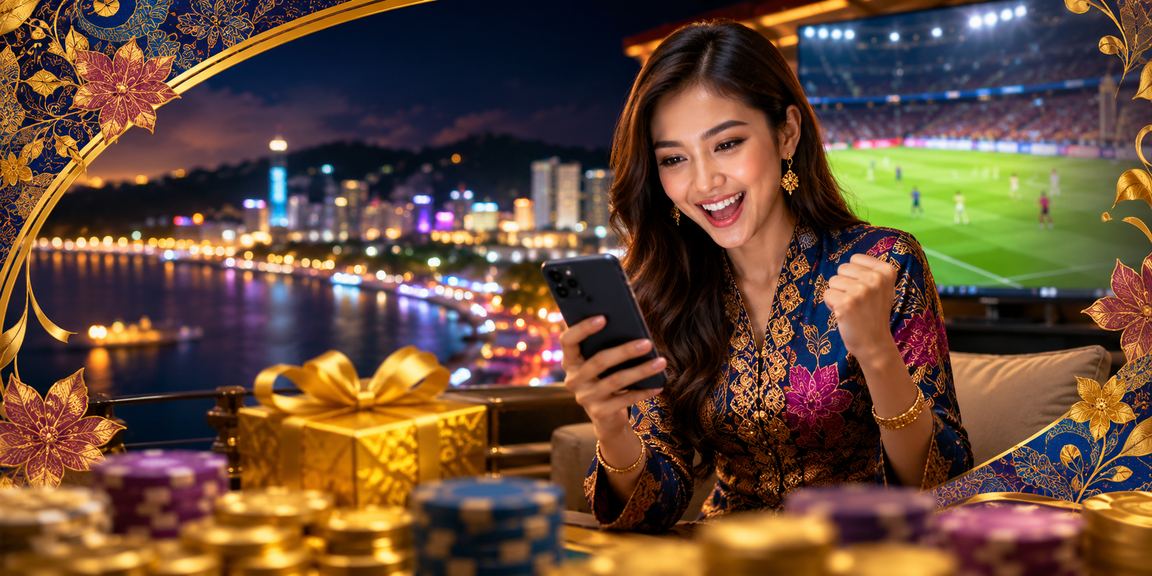 Pemain Malaysia mengakses taruhan kriket dan kasino mba66 melalui telefon pintar dengan batik